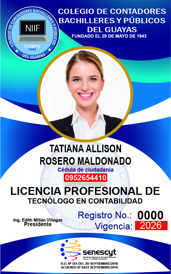 Licencia Tecnólogo en Contabilidad y Auditoría